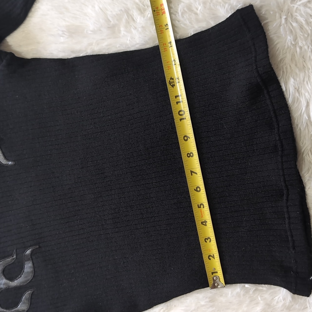 90s Lip Service Black Leather Flame Patch Knit Sweater - Picture 10 of 11